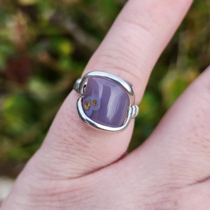 Lavender Oregon Holley Blue Agate Ring in Sterling Silver Size 6.5