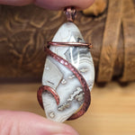 Crazy Lace Agate Pendant – Earthy Neutrals + Scenic Bands in Copper