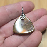 Double Sided Gold and Red Moss Agate Pendant in Sterling Silver