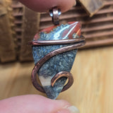 Fiery Opal Pendant Marcasite Inclusions - Copper Wrapped