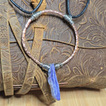 Charoite Pendant Hammered Copper Silver Fill - Adjustable Necklace