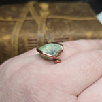 Natural Peridot Copper Ring – Size 10 – Raw Green Crystal in Forged Copper