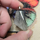 Quartz Pendant with Green Tourmaline Needles