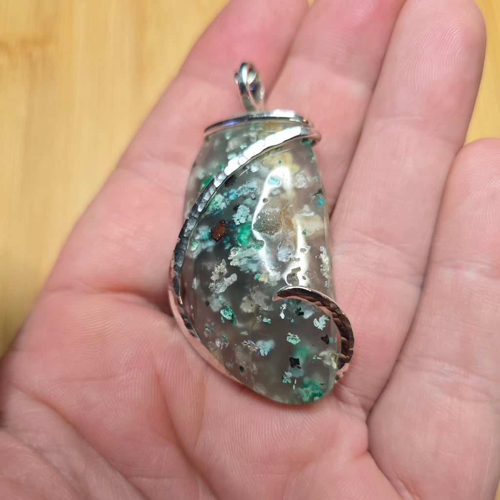 Copper Silica Rocks 85ct Native Copper in Chalcedony Pendant | Sterling Silver Necklace ...