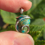 Turquoise Pendant 9ct Chunky Blue-Green - Hammered Sterling Silver