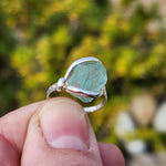 Seafoam Green Aquamarine Ring sz 5.5 – Sterling Silver Natural Crystal