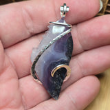 Purple Red Agate Crystal Pendant – Sterling Silver One-of-a-Kind