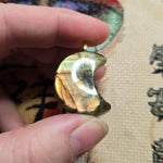 Golden Flash Labradorite Crescent Pendant – Moon Phase Necklace