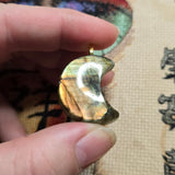Golden Flash Labradorite Crescent Pendant – Moon Phase Necklace