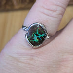 Green Lightning Koroit Boulder Opal Ring Size 8.5 – Sterling Silver