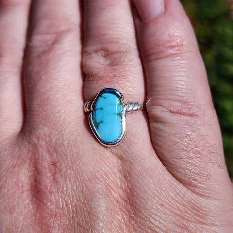 Natural Turquoise Ring Size 10.5 – Arizona Stone in Sterling Silver