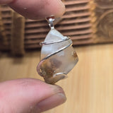 Golden Green Red Moss in White Chalcedony – Sterling Silver Pendant