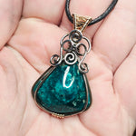 Bagdad Gem Chrysocolla Pendant – All Natural Stone Sterling Silver + Gold Fill