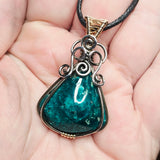 Bagdad Gem Chrysocolla Pendant – All Natural Stone Sterling Silver + Gold Fill
