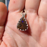 Green and Blue Spotted Boulder Opal Pendant in Sterling Silver