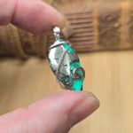 Marcasite Chalcedony on Caribbean Green Aurora Opal – Sterling Silver Pendant
