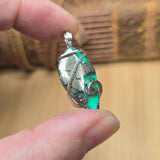 Marcasite Chalcedony on Caribbean Green Aurora Opal – Sterling Silver Pendant