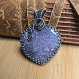 Purple Heart Shape Double-sided Grape Agate Pendant Necklace - Sterling Silver