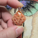 Carnelian Fossil Coral Pendant with Quartz Druzy – Ancient Geode Necklace