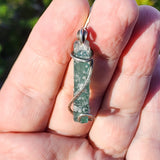 Raw Blue Tourmaline Crystal Pendant in Sterling Silver