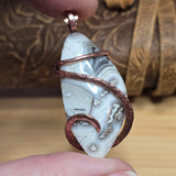Crazy Lace Agate Pendant – Earthy Neutrals + Scenic Bands in Copper
