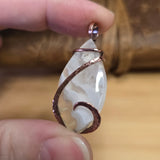 Tube Moss Agate Pendant Crystal Fade with Geode Copper Wrapped