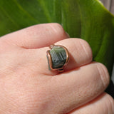 Raw Green Tourmaline Crystal Ring in Copper Ring Sz 10