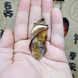 Beverly Marie Oregon Graveyard Point Plume Agate Pendant in Copper