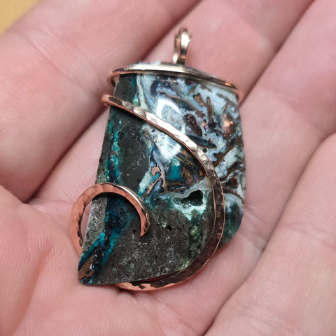 75ct Native Copper Chrysocolla Pendant in Rose Gold Fill