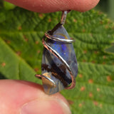 Boulder Opal Pendant with Blue-Green Fire – Sterling Silver Forged Embrace