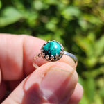 Natural Turquoise Ring Size 8 – Veined Green-Blue Sterling Silver