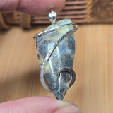 Marcasite Plume Agate Pendant in Sterling – Forged Embrace Setting