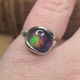 Aurora Opal Ring sz 8.5 – Lab-Grown Doublet in Sterling Silver