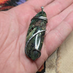 Green Fossil Wood Pendant – Sterling Silver - Oregon Jasper Replacement Petrified Wood