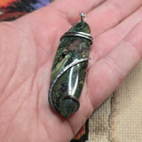 Green Fossil Wood Pendant – Sterling Silver - Oregon Jasper Replacement Petrified Wood