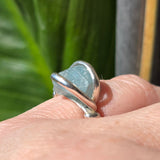 Raw Baby Blue Mt Antero Aquamarine Crystal Ring Sterling Silver Sz 7