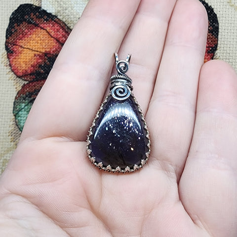 Bloodshot Iolite Sterling Silver Pendant Necklace