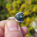 Raw Blue Zircon Ring sz 5.5 Sterling Silver – Natural Crystal Brilliance