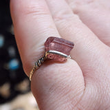 Pink Tourmaline Crystal Ring in Sterling Silver Sz 6.5