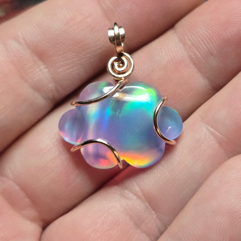 Rainbow Clouds Aurora Opal Pendant – 14kt Rose Gold Fill Wrap