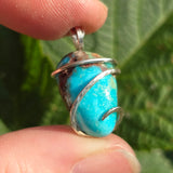 Sky Blue Turquoise with Red-Brown Matrix Pendant – Sterling Silver