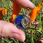 Moon and Stars Rainbow Aurora Opal Pendant In 14kt Rose Gold Fill and Sterling Silver