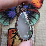 Banded Agate with Moss Agate Pendant in Copper