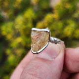 Oregon Sunstone Ring sz 8.5 Sterling Silver – Pink Center with Light Schiller