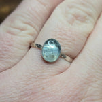 Stormy Blue Aquamarine Ring Size 12.75 - Hammered Sterling Silver