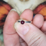 Garnet Stacking Ring in Sterling Silver Sz 6