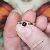 Garnet Stacking Ring in Sterling Silver Sz 6