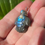 Tidewalker – Labradorite Sea Turtle Pendant in Sterling Silver