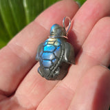 Tidewalker – Labradorite Sea Turtle Pendant in Sterling Silver