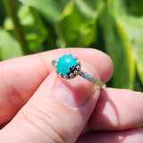 Natural Turquoise Ring sz 12 – Sterling Silver Hammered Band